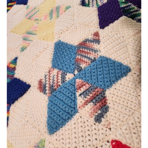 Handmade Crochet Afghan Blanket KING Granny Cottage Heirloom Farmhouse Decor - Picture 9 of 16